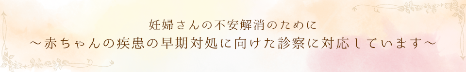 妊婦さんの不安解消のために、赤ちゃんの疾患の早期対処に向けた診察に対応しています