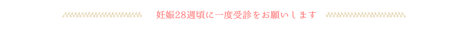 妊娠28週頃に一度受診をお願いします